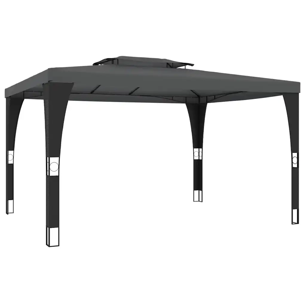 Gazebo con Tetto Doppio Antracite 3,98x2,98 m in Acciaio 368443