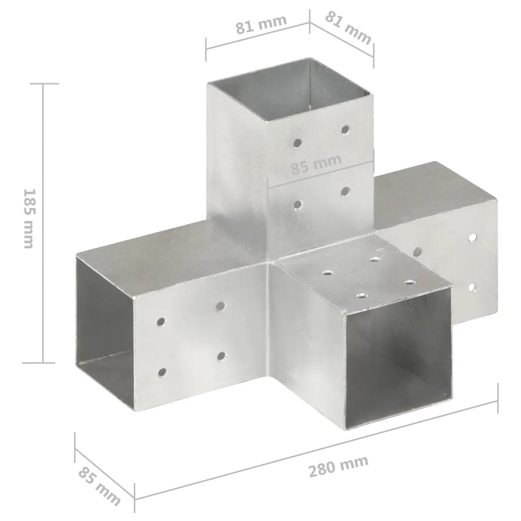 Connettore per Pali a Forma di X in Metallo Zincato 81x81 mm cod mxl 54838