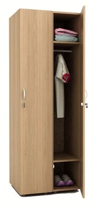 Armadietto spogliatoio in legno a 2 posti con 2 ante battenti cm. 66X52X185H
