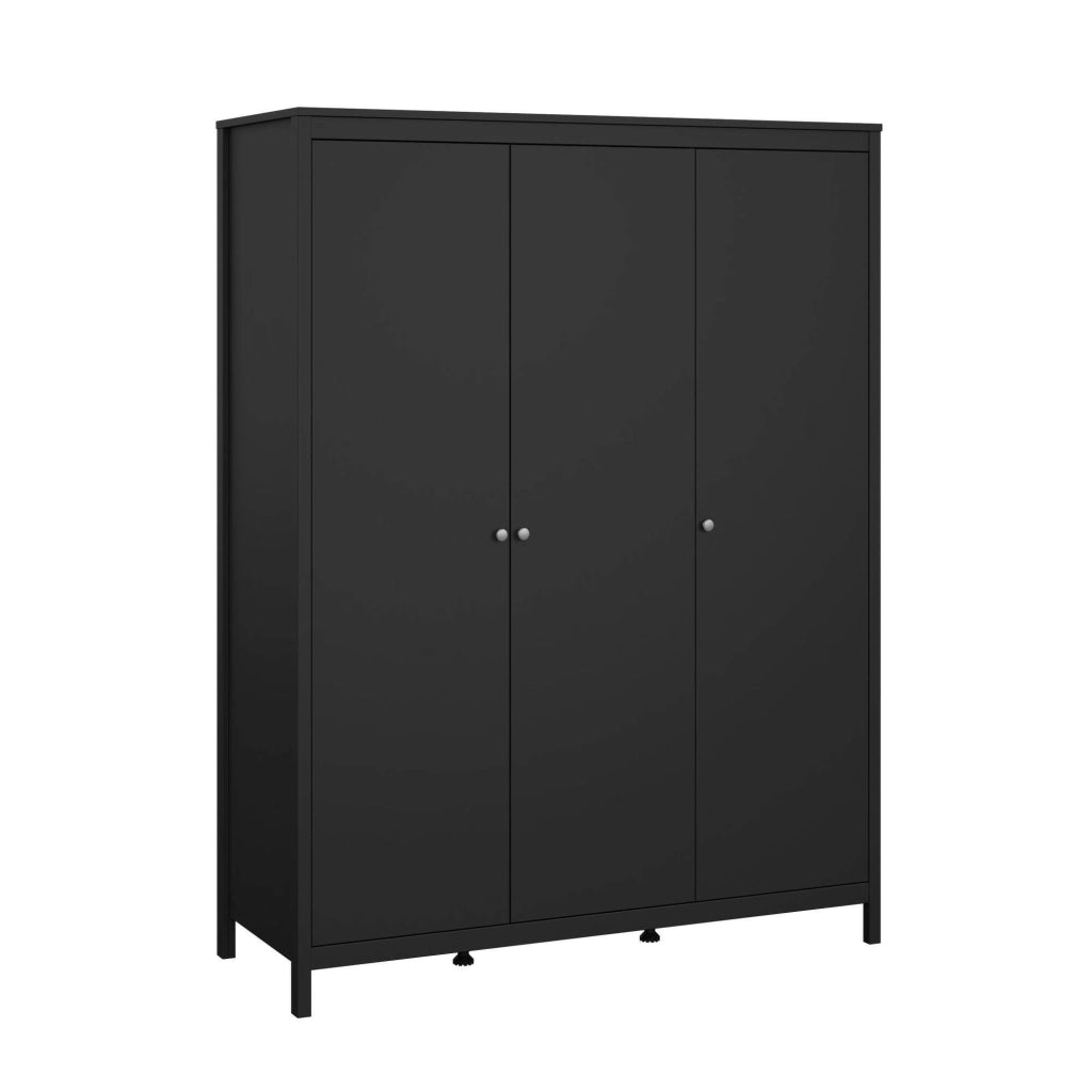 Guardaroba 3 ante Conti, Mobile camera da letto, Cabina armadio portabiti, Armadio appendiabiti, 150x58 h199 cm, Nero