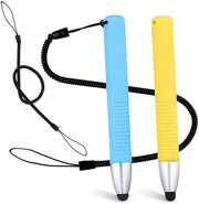Stilo per Touchscreen Bambino - 2 Pezzi - Silicone/Rubbero - Cavo di Acciaio - 10,2x1,2cm - Per Dispositivi Tattili - Tablet per Bambini