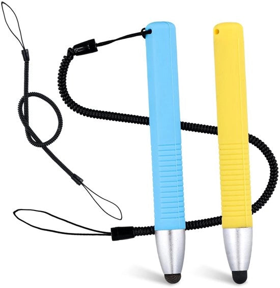 Stilo per Touchscreen Bambino - 2 Pezzi - Silicone/Rubbero - Cavo di Acciaio - 10,2x1,2cm - Per Dispositivi Tattili - Tablet per Bambini
