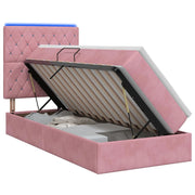 Letto con contenitore LED e materasso Rosa 90 x 190 cm Velluto 3460043