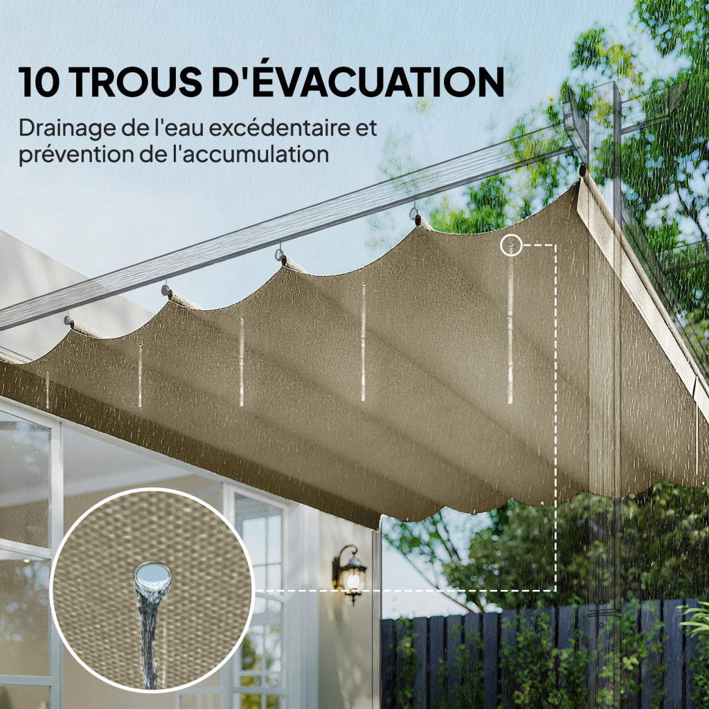Telo per Pergola Retrattile 4x3m ¨C zephmum ¨C Beige 350x260cm