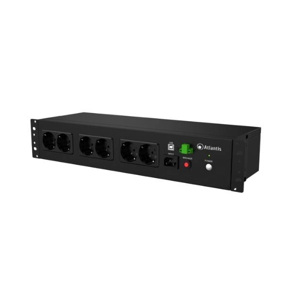 Ups atlantis a03-pdu1000-rc rack off line 800va (480w) per rack 19 corti (153mm) batteria 12v 9ah 8p schuko in backup