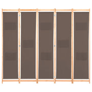 Divisorio a 5 Pannelli-Set di 5 pannelli Paravento Marrone 200x170x4 cm in Tessuto
