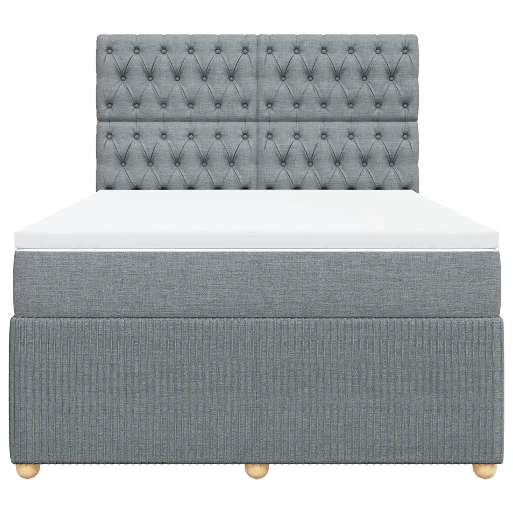 Giroletto a Molle con Materasso Grigio Chiaro 160x200cm Tessuto