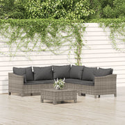Set Divani da Giardino 6 pz con Cuscini in Polyrattan Grigio 3187278