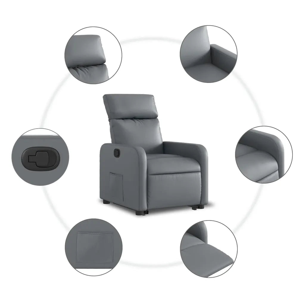 Poltrona Alzapersona Reclinabile Grigio in Similpelle 3206752