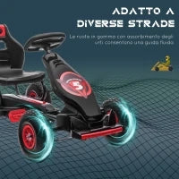 Go Kart a Pedali per Bambini da 5-12 Anni con Sedile Regolabile e Ruote in Gonfiabili, Rosso