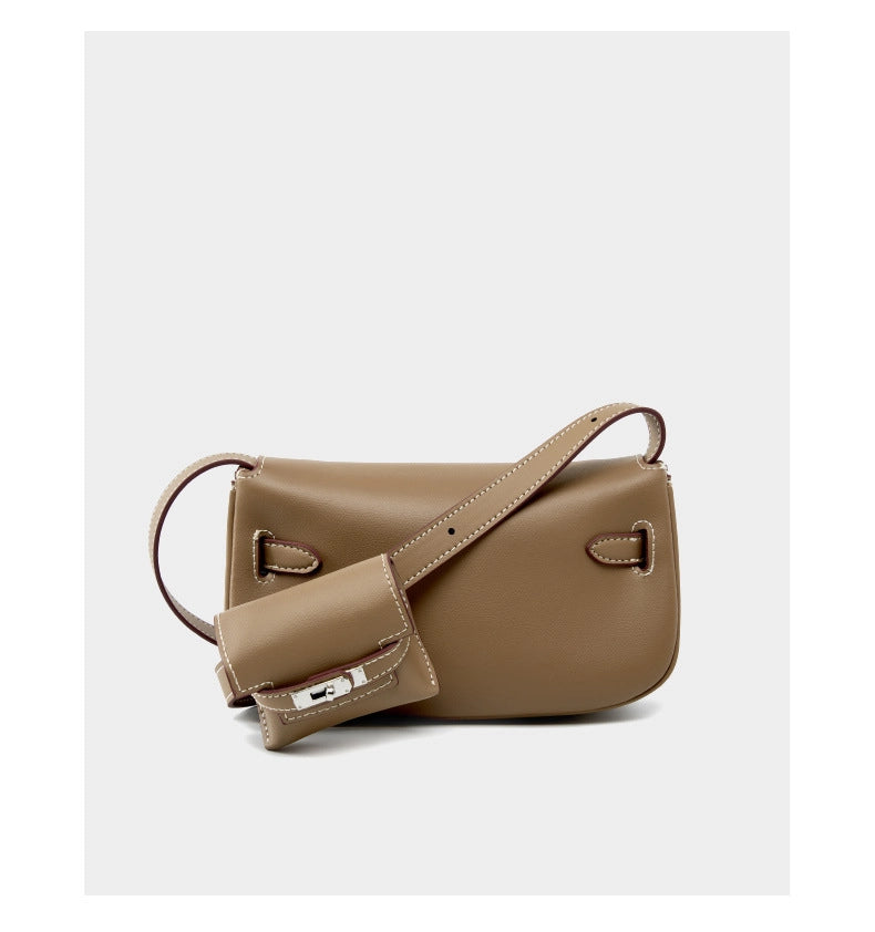 Borsa a tracolla da donna in vera pelle, borsa da sera grigia
