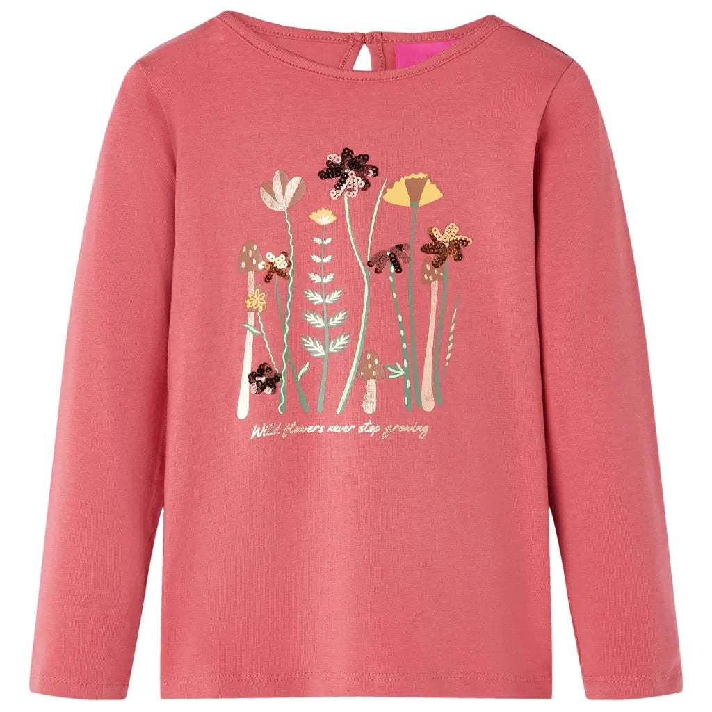 Maglietta da Bambina a Maniche Lunghe Rosa Antico 92cod mxl 132045