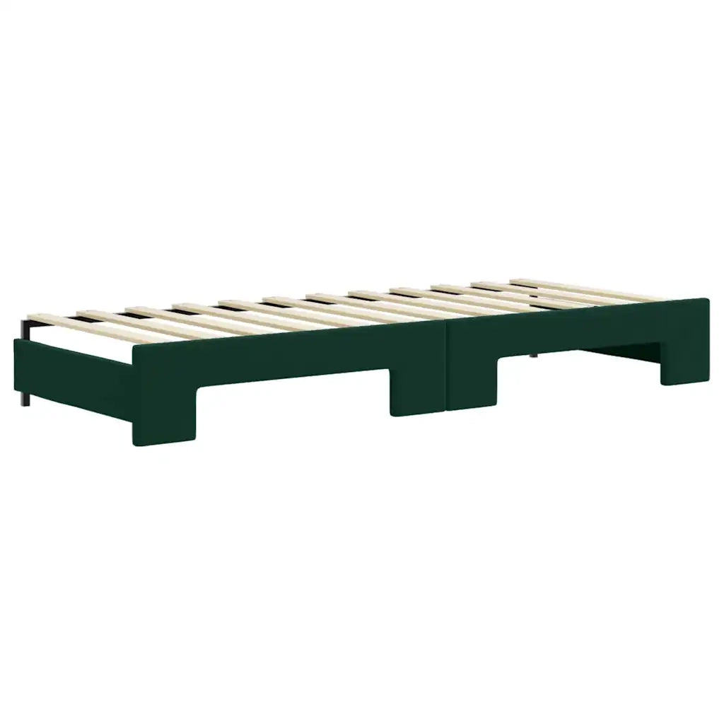 Divano Letto Estraibile Cassetti Verde Scuro 80x200cm Velluto