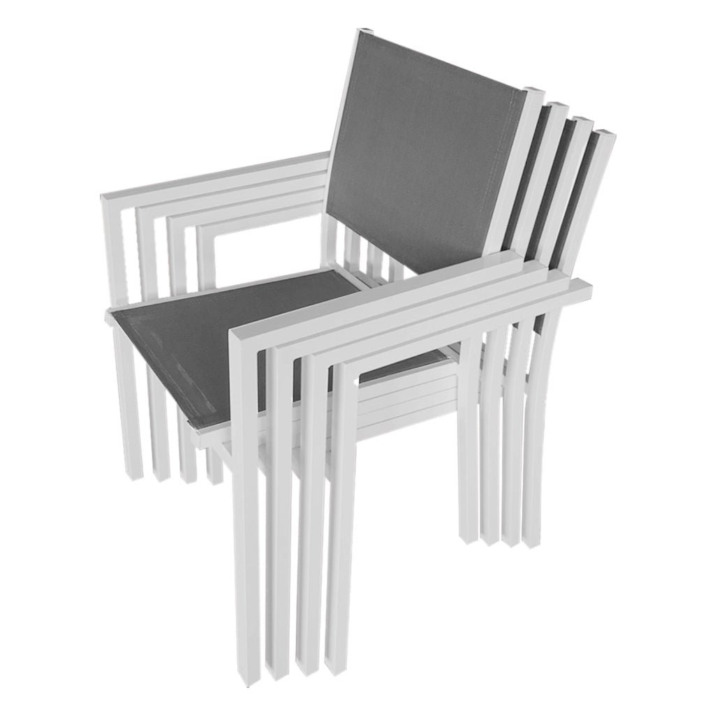 BERGAMOSet di mobili da giardino in textilene grigio 4 posti - alluminio bianco