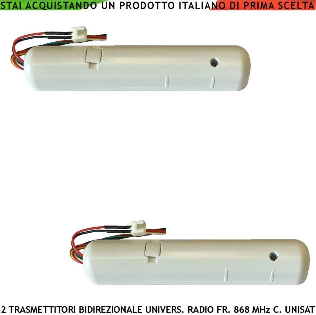 Trasmettitore Wireless Bidirezionale 2 Pezzi Frequenza 868 MHz Portata 300 Metri Codifica UNISAT Anticollisione Anti Jamming Ingresso Sensori Remoti Conta Impulsi  Controllo Allarmi Protezione Tamper