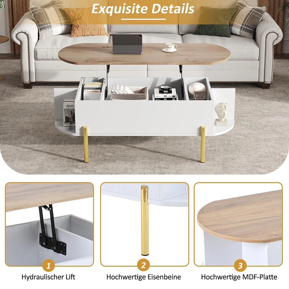 Tavolino multifunzione - Xylo - 120x50cm 7 ripiani legno/bianco
