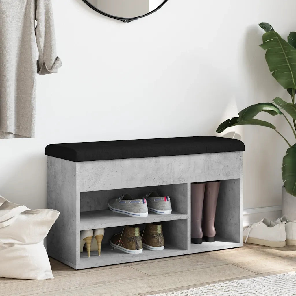 Panca per Scarpe Grigio Cemento 82x32x45,5cm Legno Multistrato