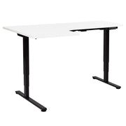 Scrivania elettrica regolabile a forma di L 160 x 59 cm Piano bianco e nero lato sinistro stile moderno