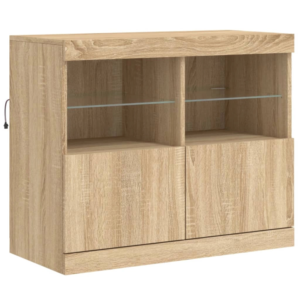 Buffet credenza cassettiera armadio mobile contenitore organizer per cucina soggiorno salotto con luci LED Sonoma 163 x 37 x 67 cm marrone 02_0029944