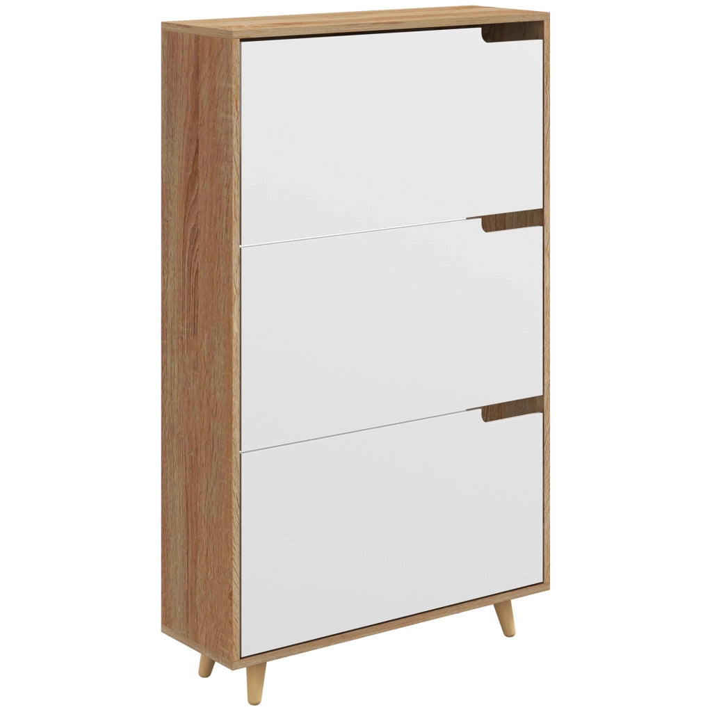 Scarpiera con ripiani regolabili ¨C Zephmum ¨C 72x24x119 cm bianco e naturale
