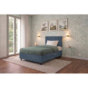 Letto imbottito Piazza e mezzo 120x200 cm Vertical - Contenitore,Microfibra,Blu