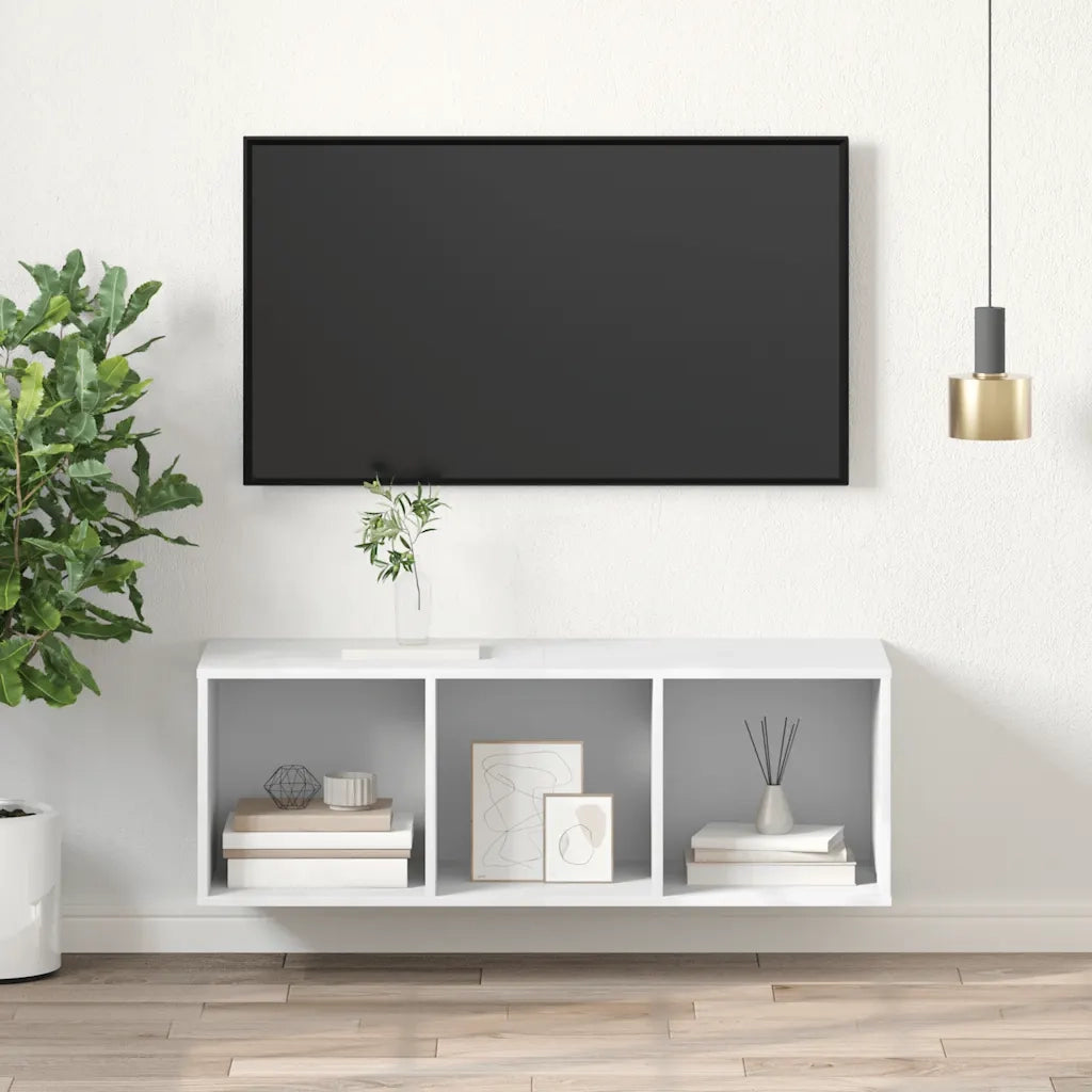 Mobile TV da Parete Bianco 37x37x107 cm in Legno Multistrato 805480