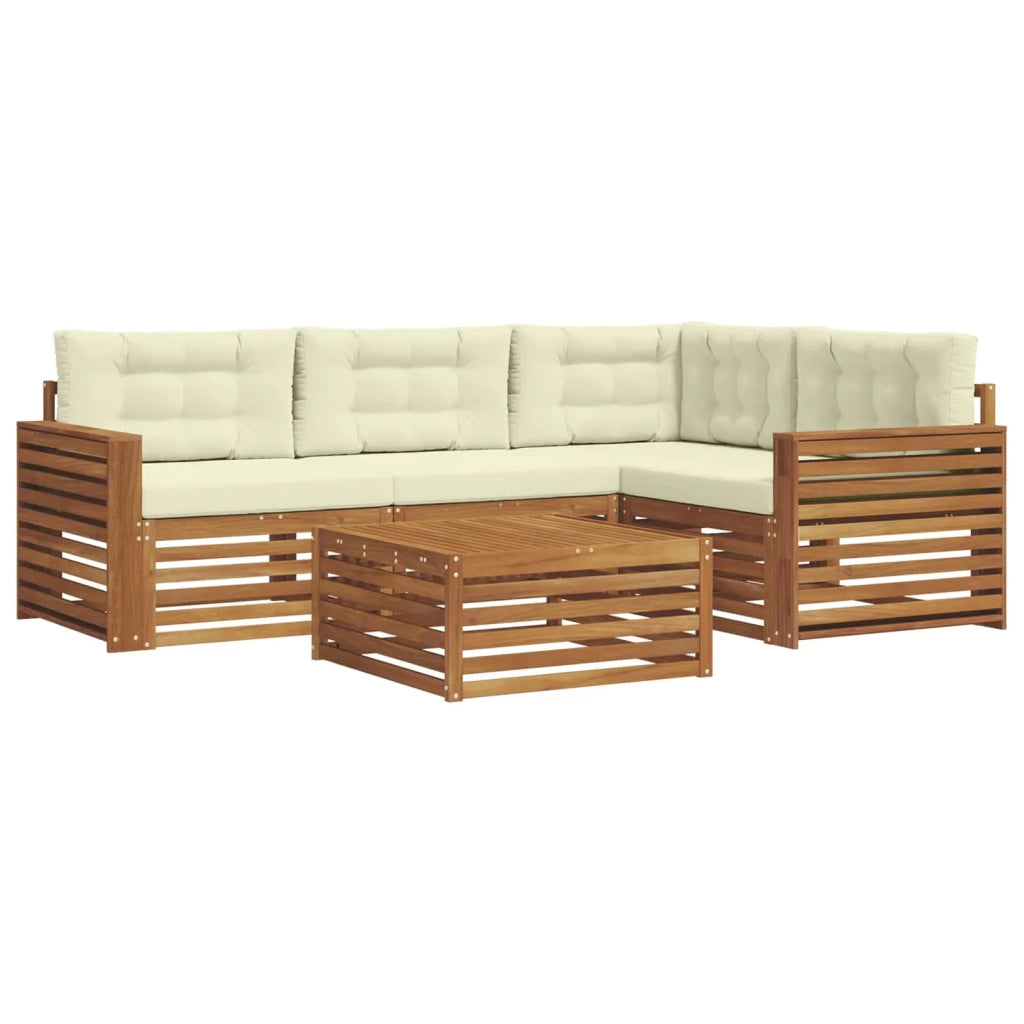 Set di divani da esterno con cuscino 5 pcs Naturale e Crema 3373425