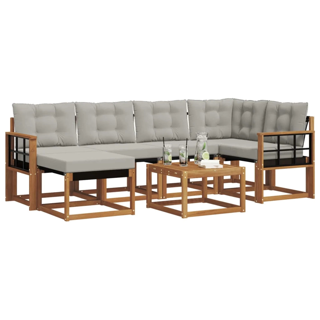 Set di divani da esterno 7 pcs Grigio Naturale e Chiaro 3368862