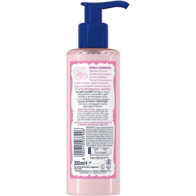 ACQUA ALLE ROSE LATTE DETERGENTE LENITIVO CON ESTRATTO DI ROSA CHINENSIS, IDEALE PER LE PELLI SECCHE O SENSIBILI 200 ML