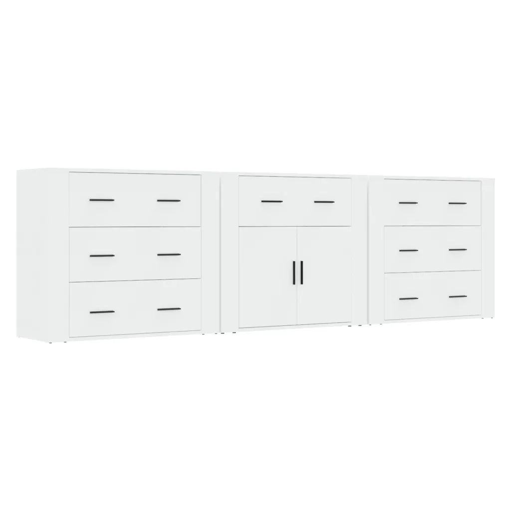 Credenze 3 pz Bianco in Legno Multistratocod mxl 101314