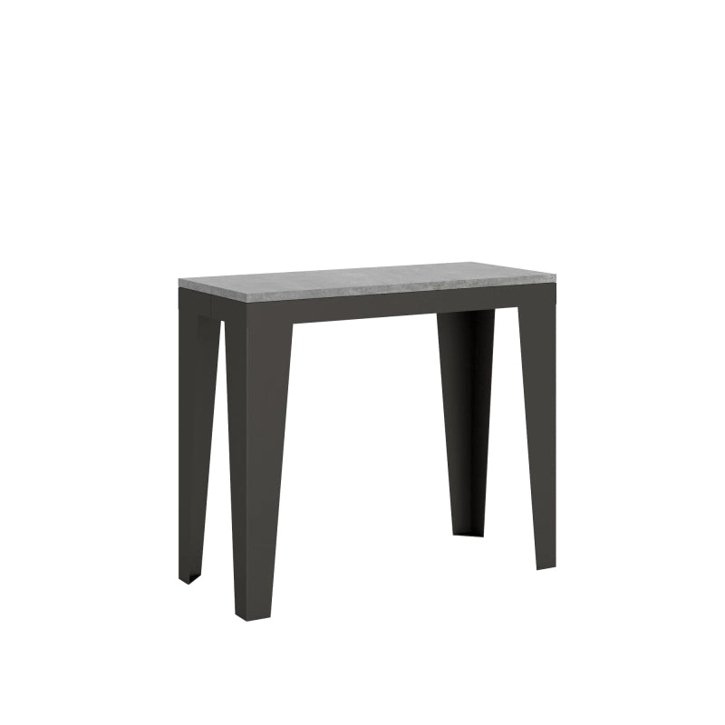 Consolle allungabile 90x40/196 cm Flame Small Evolution telaio Antracite - Cemento