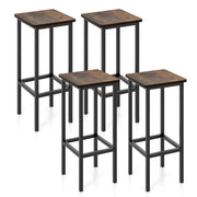 Set di 4 sgabelli da bar con gambe in metallo e poggiapiedi, Sgabelli da bar di 65cm industriali per cucina Marrone