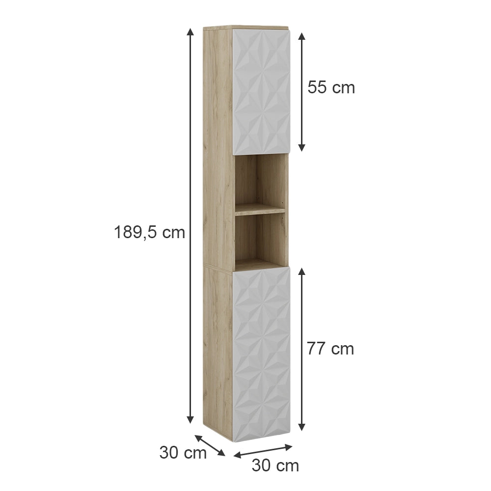 Vicco Armadio per il bagno Bianco 30 x 189.5 cm con 2 ante e 3 scomparti