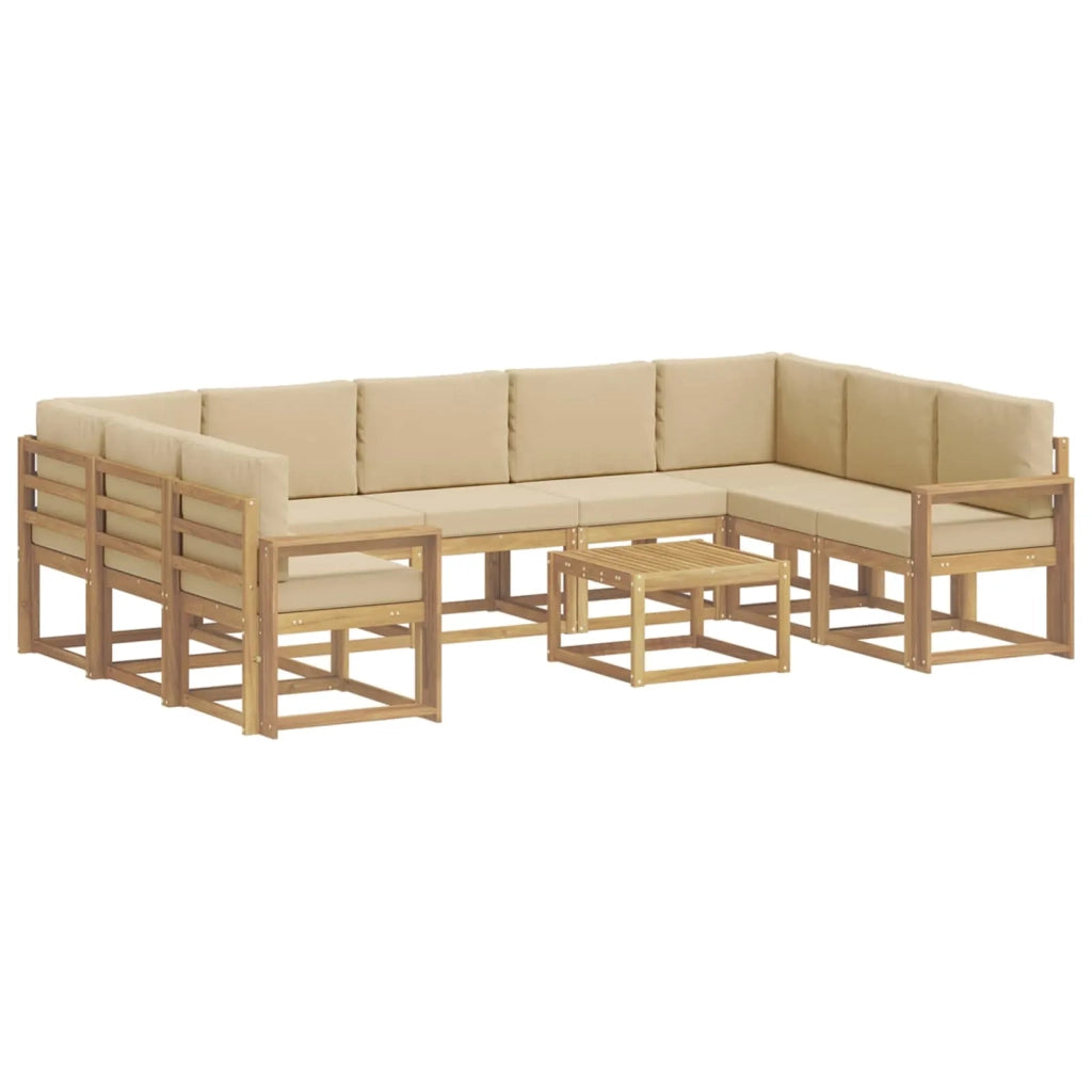 Set di divani da esterno 10 pcs Bianco e Beige 59 x 59 x 37 cm