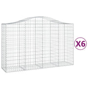 Cestini gabbioni recinzione a gabbia muro di contenimento ad arco 6 pezzi 200 x 50 x 120/140 cm ferro zincato argento 02_0040998