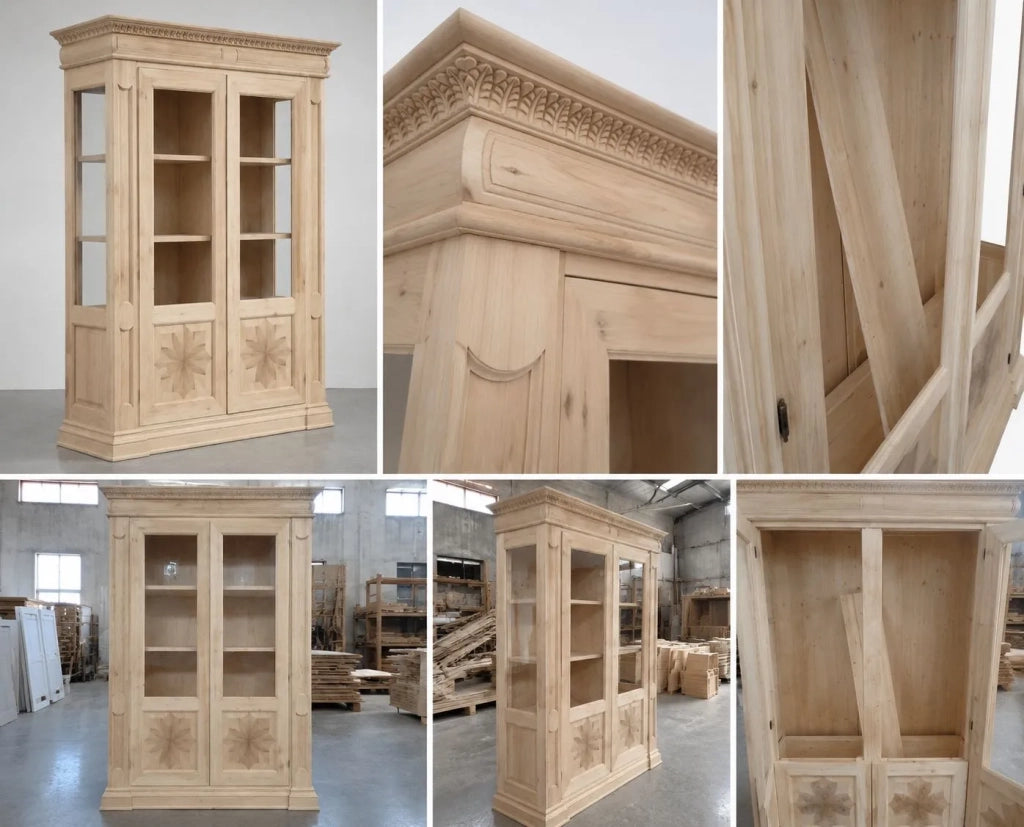 Vetrina classica 2 ante grezza in legno l.168 p.52 h.217 (153) - Mobili 2G