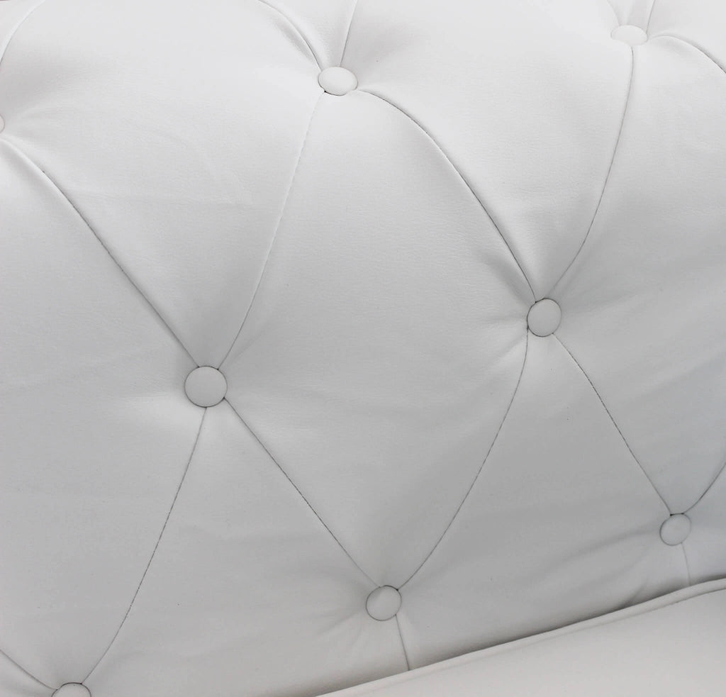 DIVANO A 2  POSTI STILE CHESTERFIELD IN ECOPELLE BIANCO