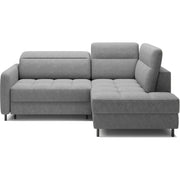 Divano angolare destro convertibile BARNEA 208 cm grigio chiné con contenitore