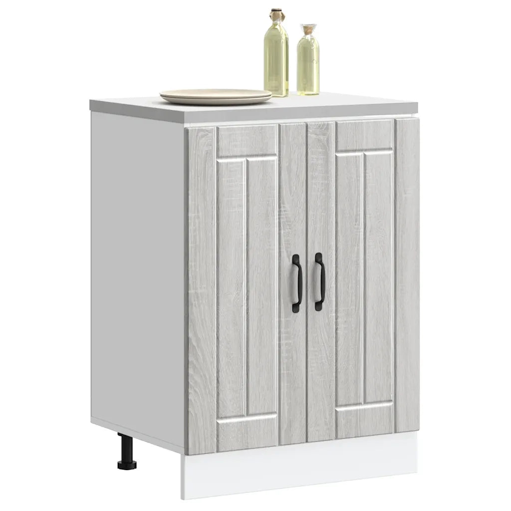 Pensile da cucina | Mobile Base Lavello Lucca Grigio Sonoma in Legno Multistrato