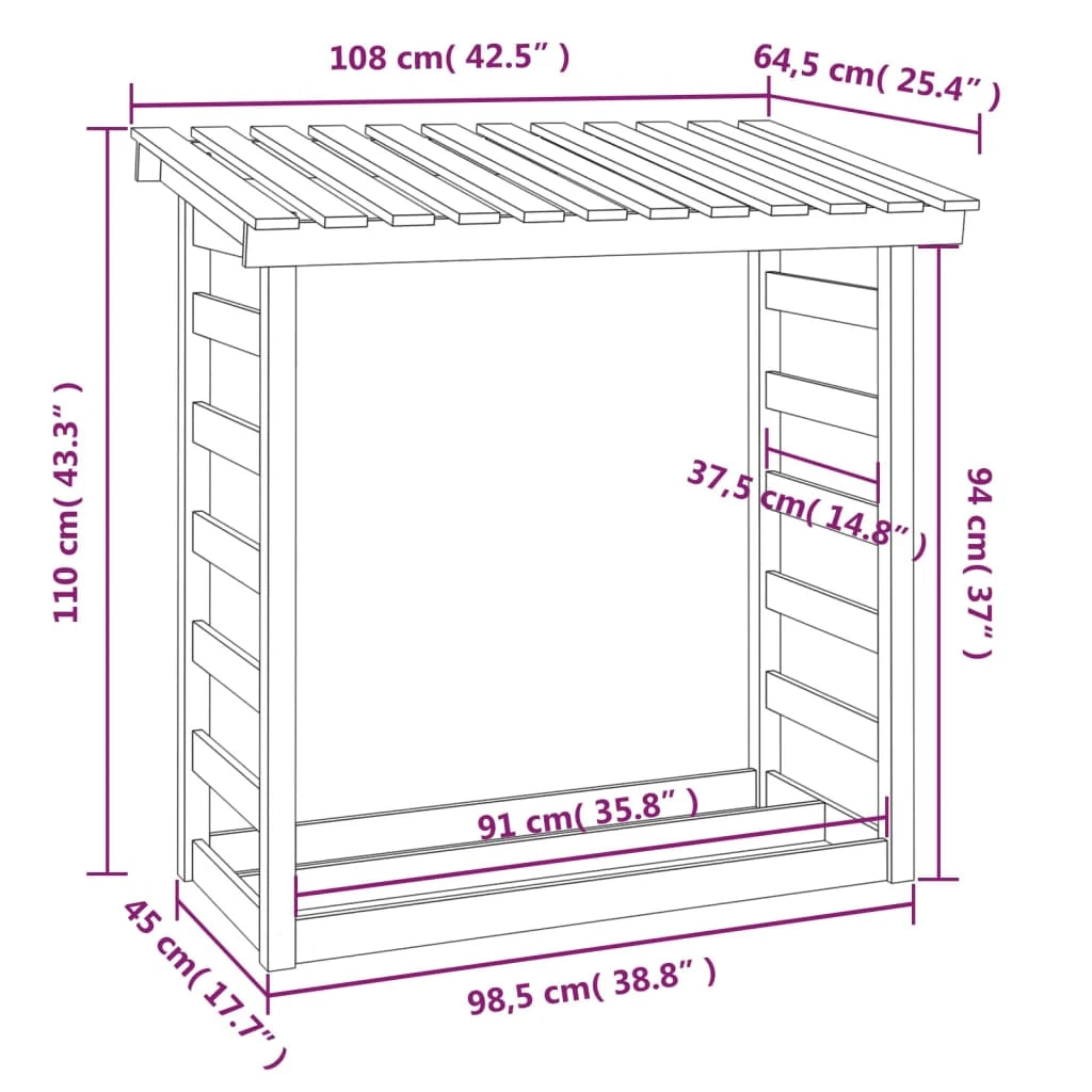 Portalegna portalegna organizer portaoggetti 108 x 64,5 x 110 cm legno di pino naturale 02_0045103