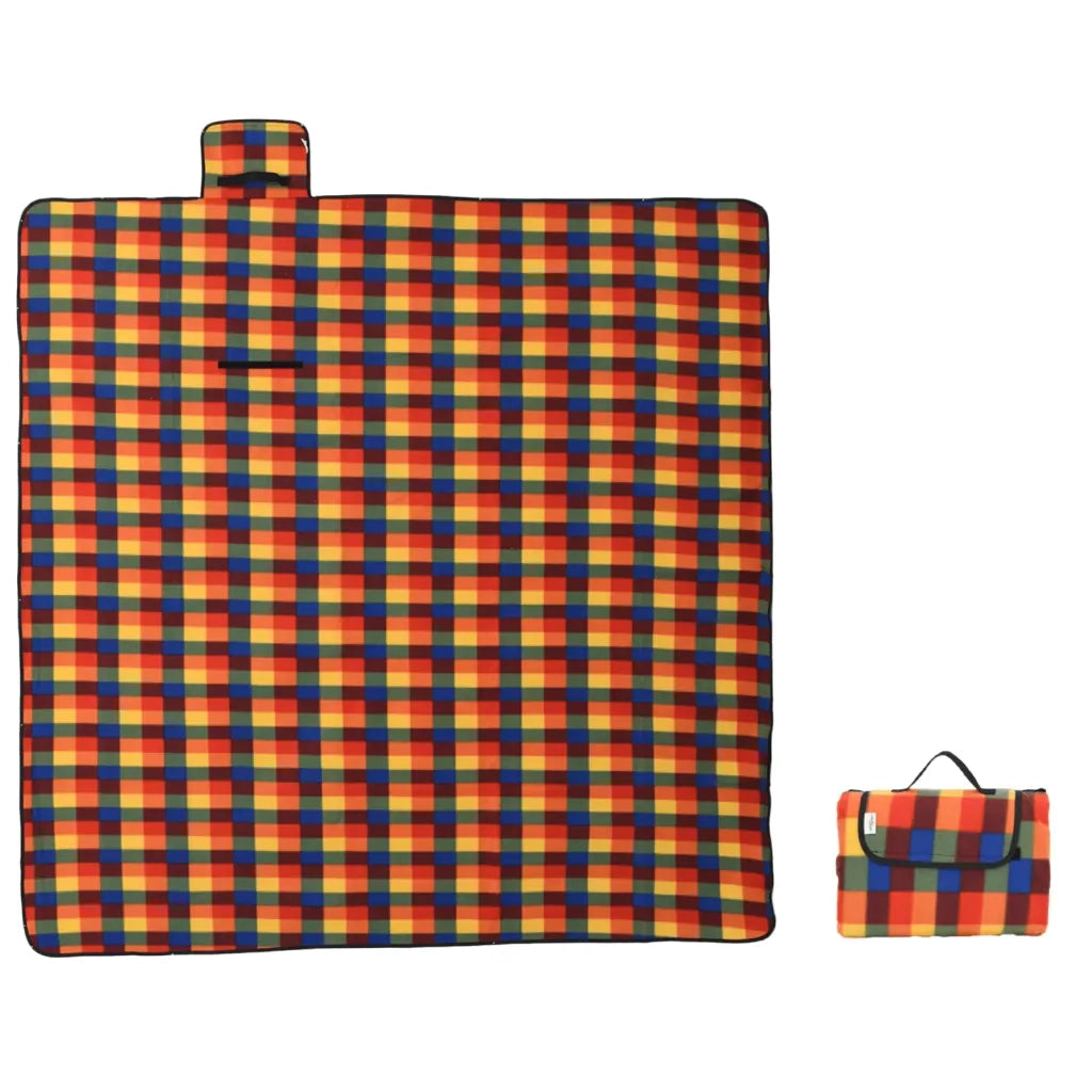 vidaXL Tovaglia Picnic Pieghevole Quadri Multicolore 200x200cm Velluto