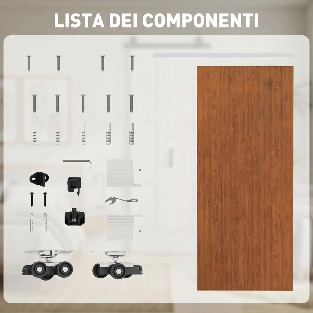 Porta Scorrevole per Armadio ¨C zephmum ¨C 90x210 cm, Effetto Legno Marrone