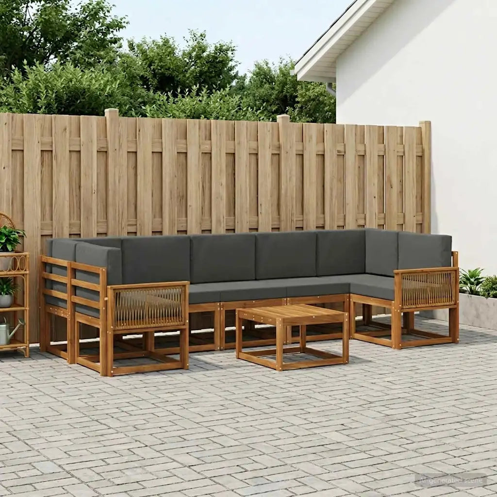 Set di divani da esterno 8 pcs Naturale e Antracite Poliestere 3385078