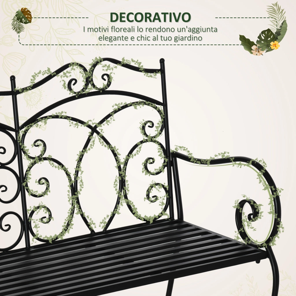Easycomfort Sedia a Dondolo a 2 Posti in Metallo Elegante con Schienale Decorato da Esterni 103x74.5x88 cm Nera