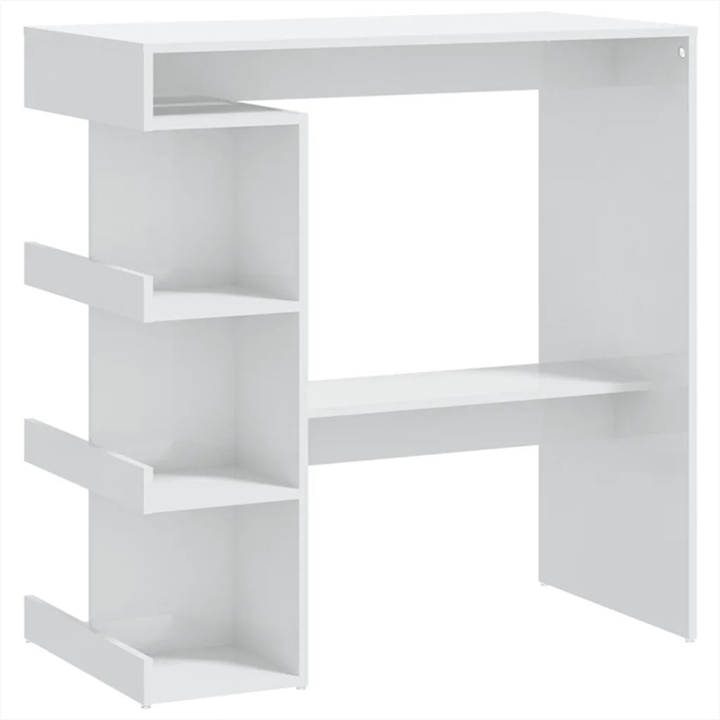 Tavolo da Bar con Ripiani Bianco Lucido 100x50x101,5 cm 809455