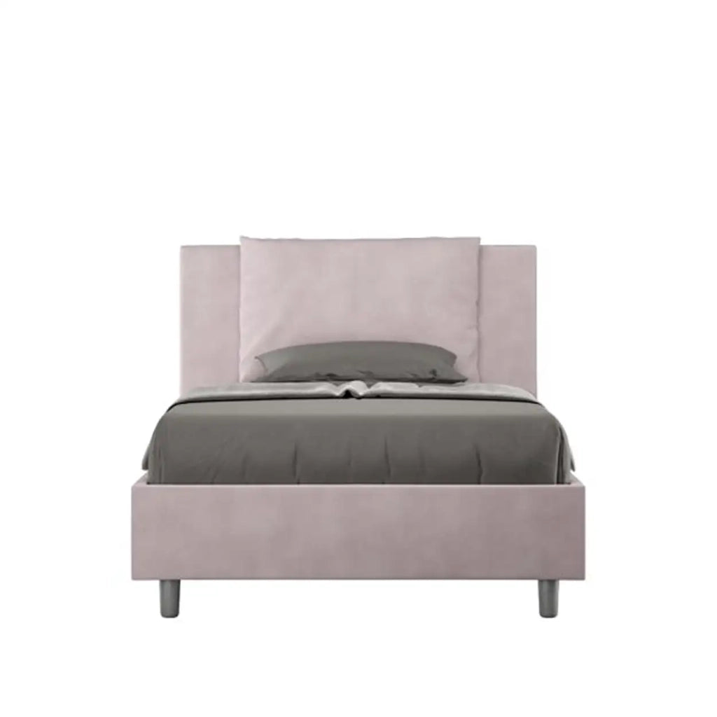 Letto una piazza e mezza contenitore imbottito 120x190 microfibra glicine Antea