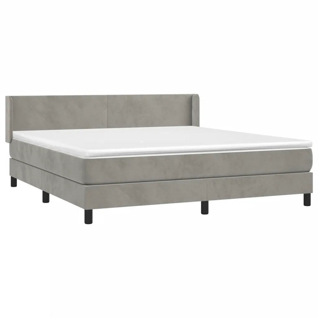 Giroletto a Molle con Materasso Grigio Chiaro 160x200cm Velluto 3130847