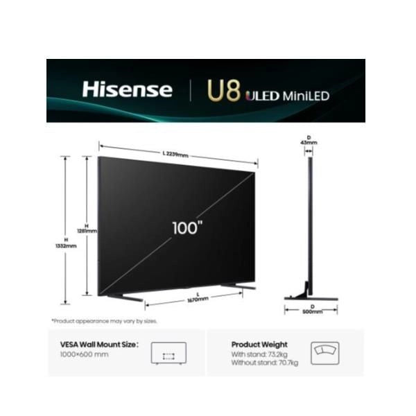 100 u8q mini led 4k uhd smart 165hz - 100U8Q