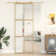 Porta Scorrevole Dorata 76x205 Vetro Trasparente ESG Alluminiocod mxl 107689