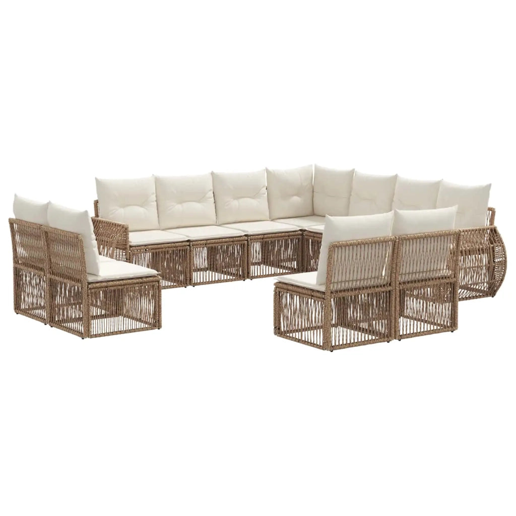 Set Divano da Giardino 11 pcs Beige e Bianco Crema polyrattan 3435453